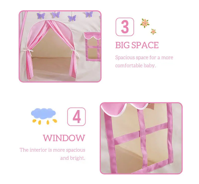 Children's Tent Indoor Outdoor Games Garden Tipi Princess Castle Folding Cubby Toys Tents  Enfant Room House Teepee Playhouse