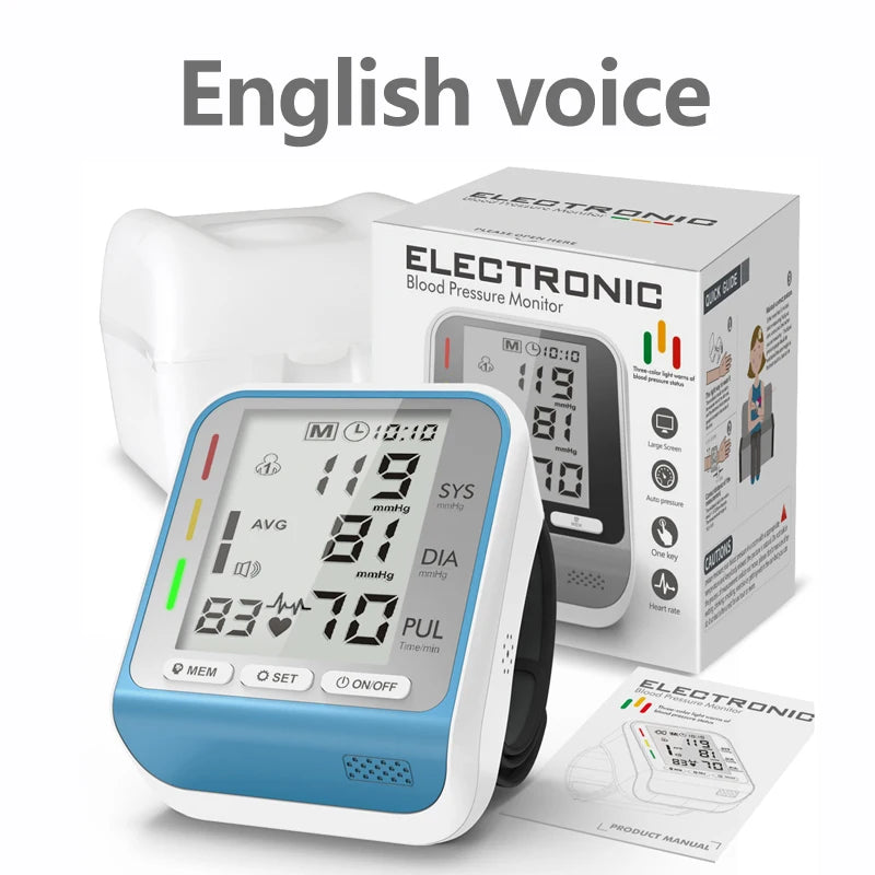 Electric Wrist Blood Pressure Monitor Portable tonometer health care bp Digital Blood Pressure Monitor meters sphygmomanometer