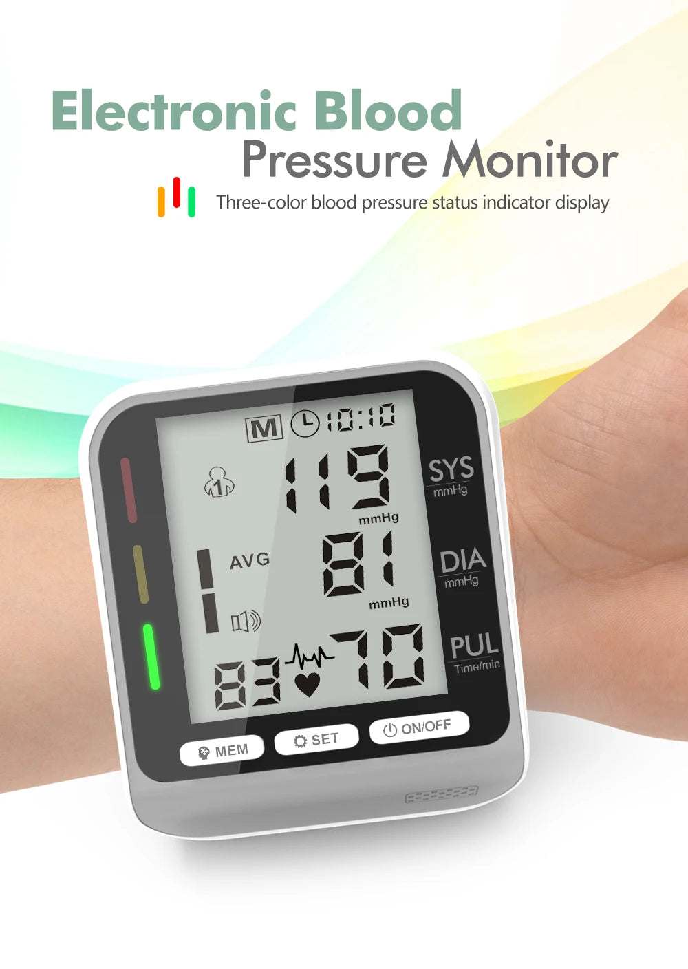 Electric Wrist Blood Pressure Monitor Portable tonometer health care bp Digital Blood Pressure Monitor meters sphygmomanometer