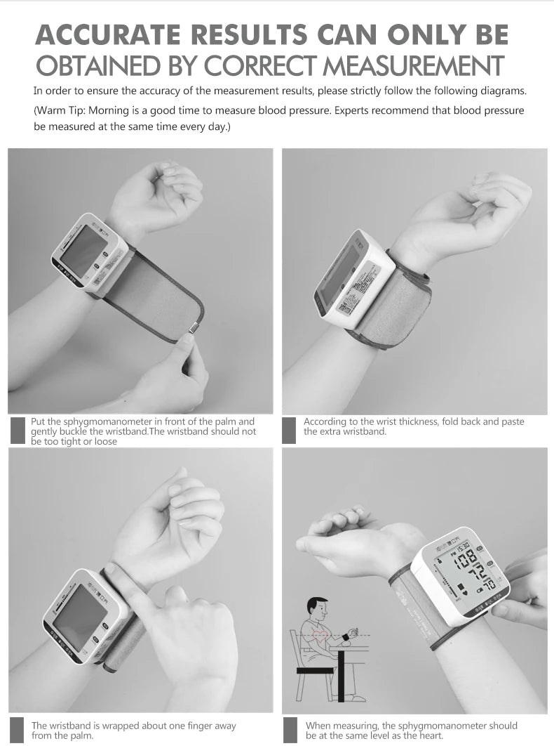 Electric Wrist Blood Pressure Monitor Portable tonometer health care bp Digital Blood Pressure Monitor meters sphygmomanometer