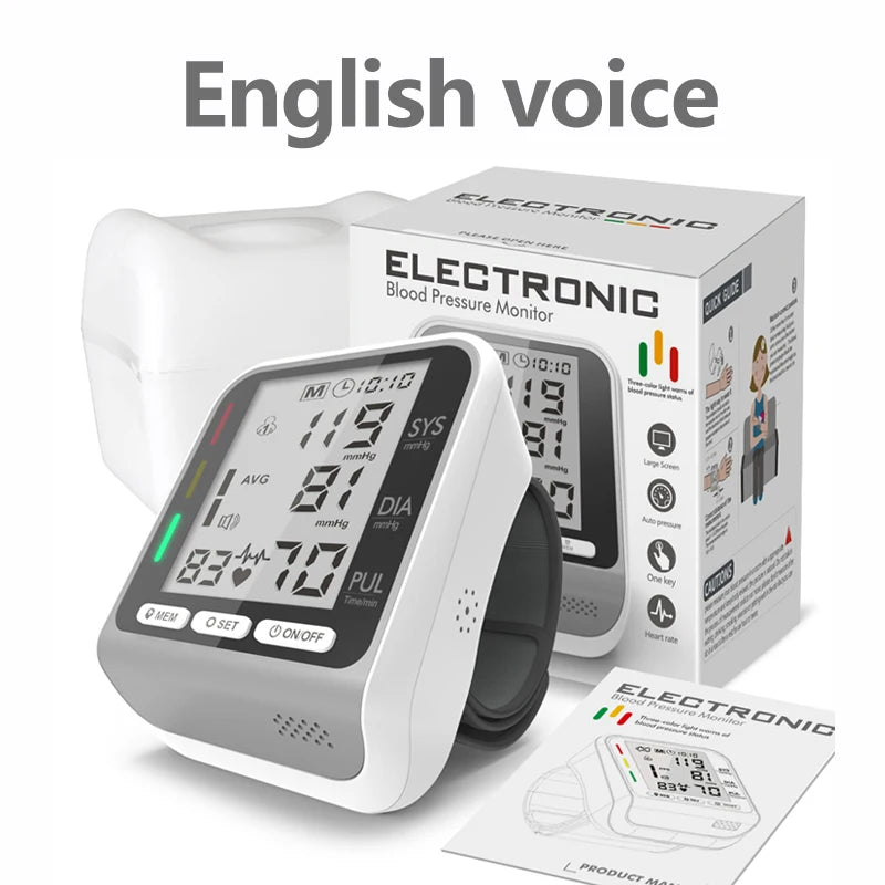 Electric Wrist Blood Pressure Monitor Portable tonometer health care bp Digital Blood Pressure Monitor meters sphygmomanometer