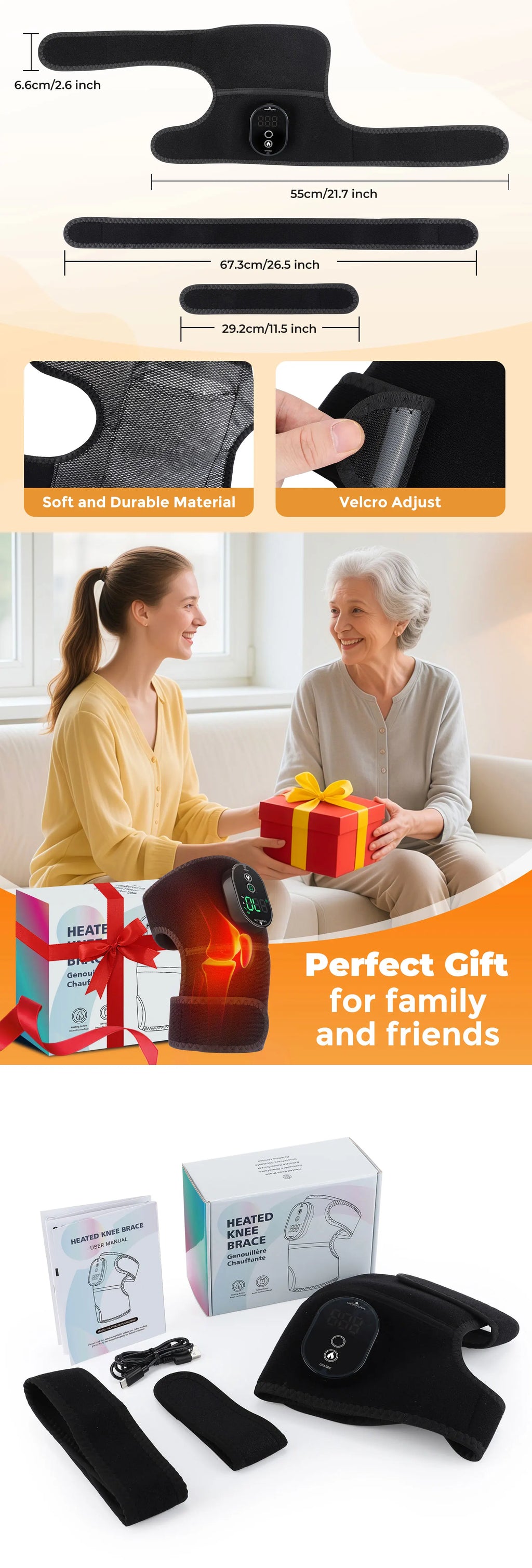 Electric Heated Vibration Knee Massage Pad 3 in 1 Massager for Shoulder Elbow Hot Compress Thermal Joint Brace Muscle Relaxation