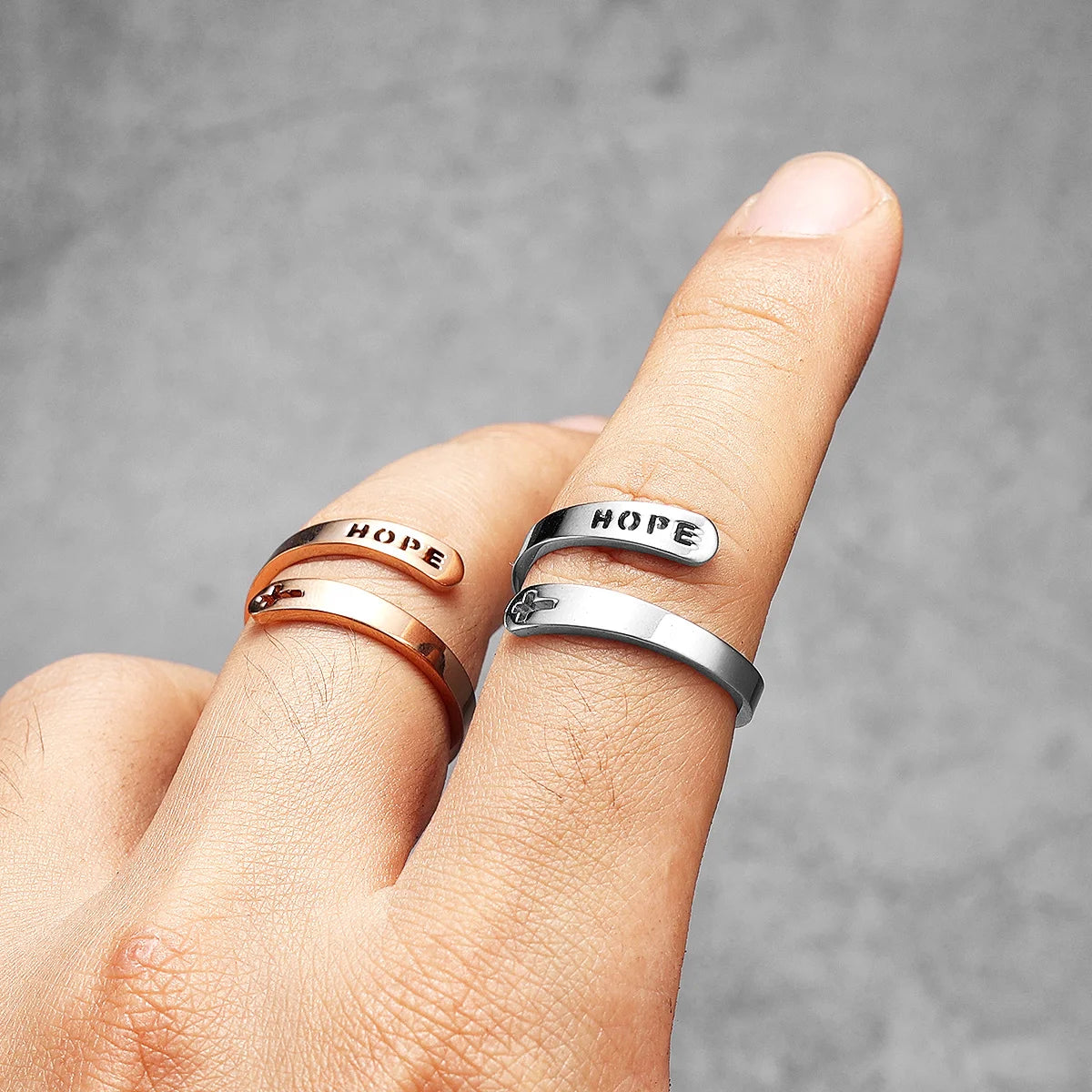 Aesthetic Hope Faith Love Couple Wedding Rings Stainless Steel Men Women Jewelry Cool Stuff Fashion Accessories Gift Wholesale