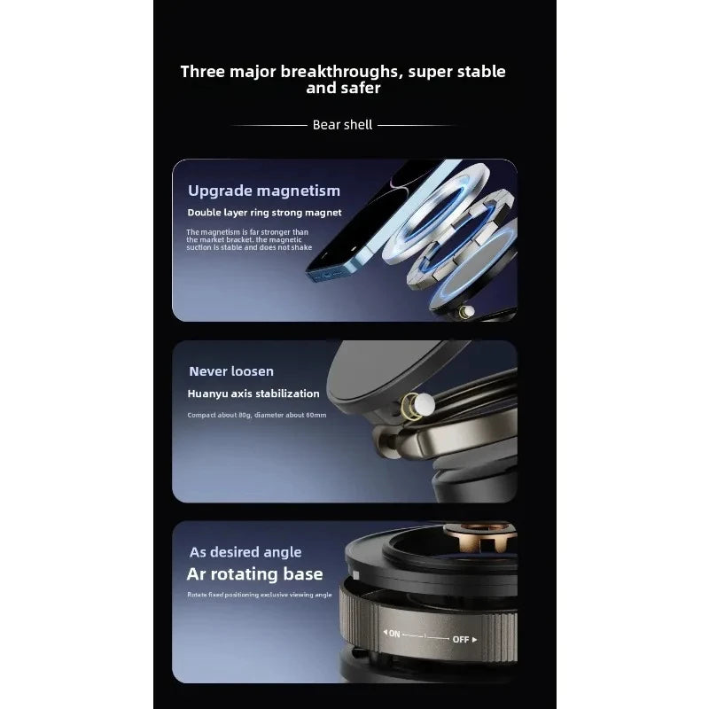 T30 Vacuum Magnetic Phone Holder Stand, for Magsafe Suction Cup Phone MountAdjustable Swivel Lock, for Your Car/Gym/Mirror