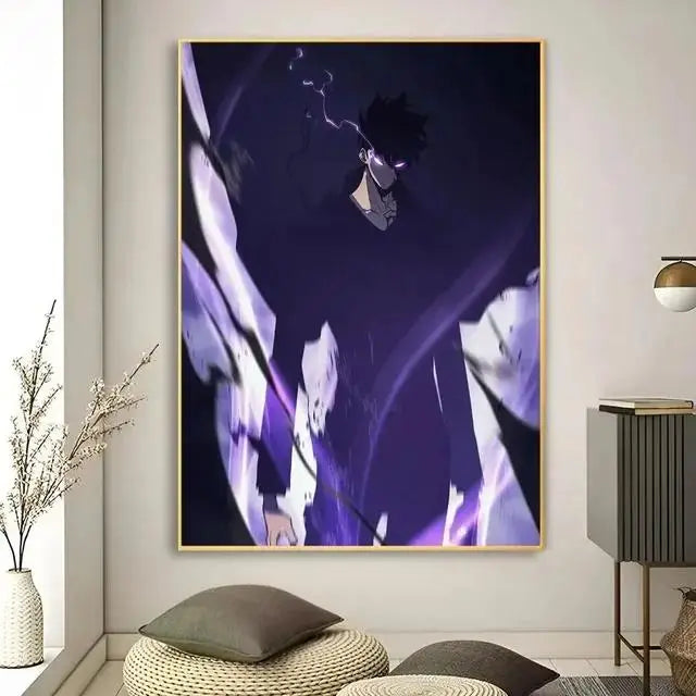 Solo Leveling Anime Canvas Wall Art  HD Kawaii Cat  Cars Poster for Game Room Decor Gifts and Wall Murals