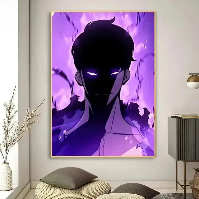 Solo Leveling Anime Canvas Wall Art  HD Kawaii Cat  Cars Poster for Game Room Decor Gifts and Wall Murals