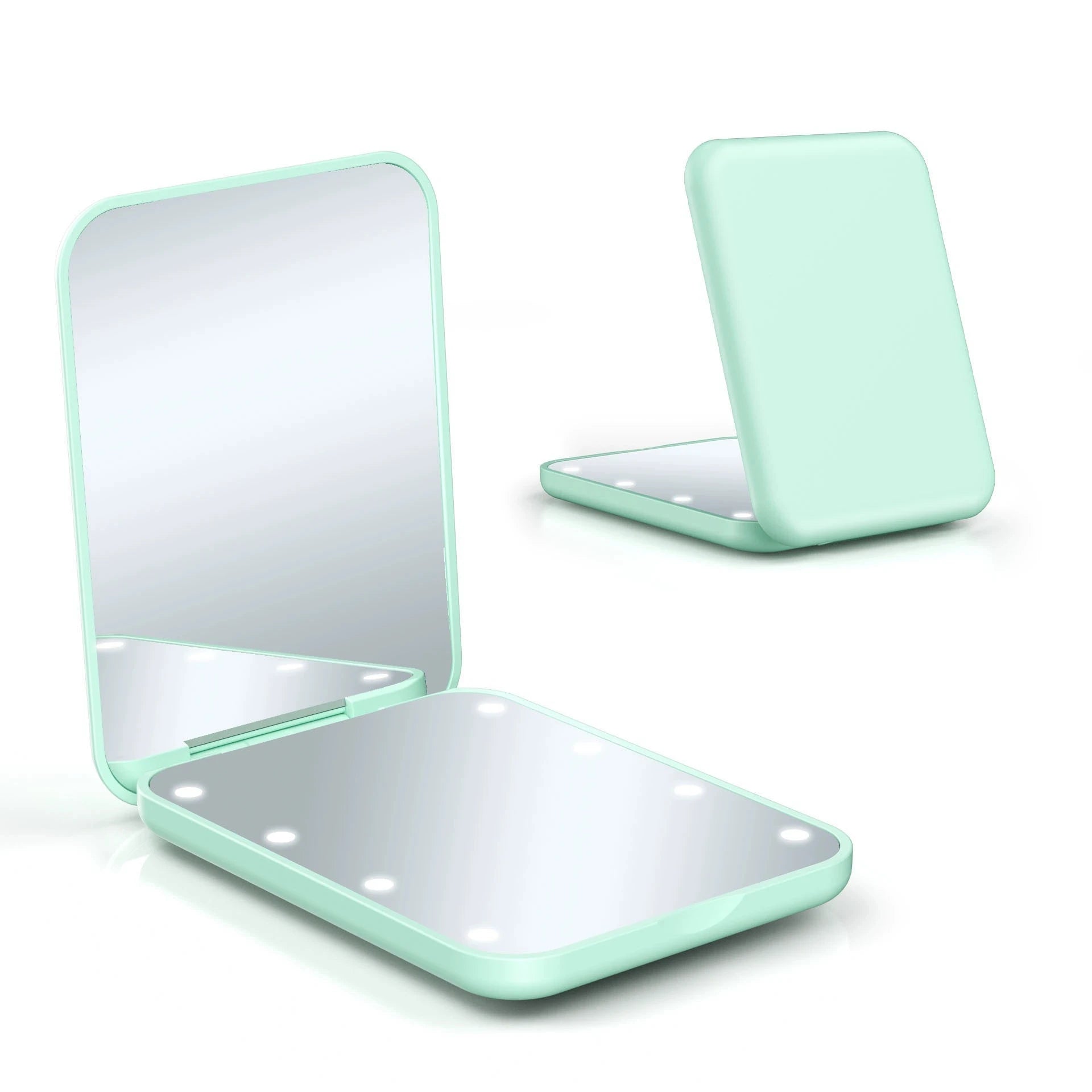 Compact Mirror 1X/2X Magnification LED Pocket Mirror with Nternal BIattery, Mini Mirror for Purse, Pocket,Travel and Present