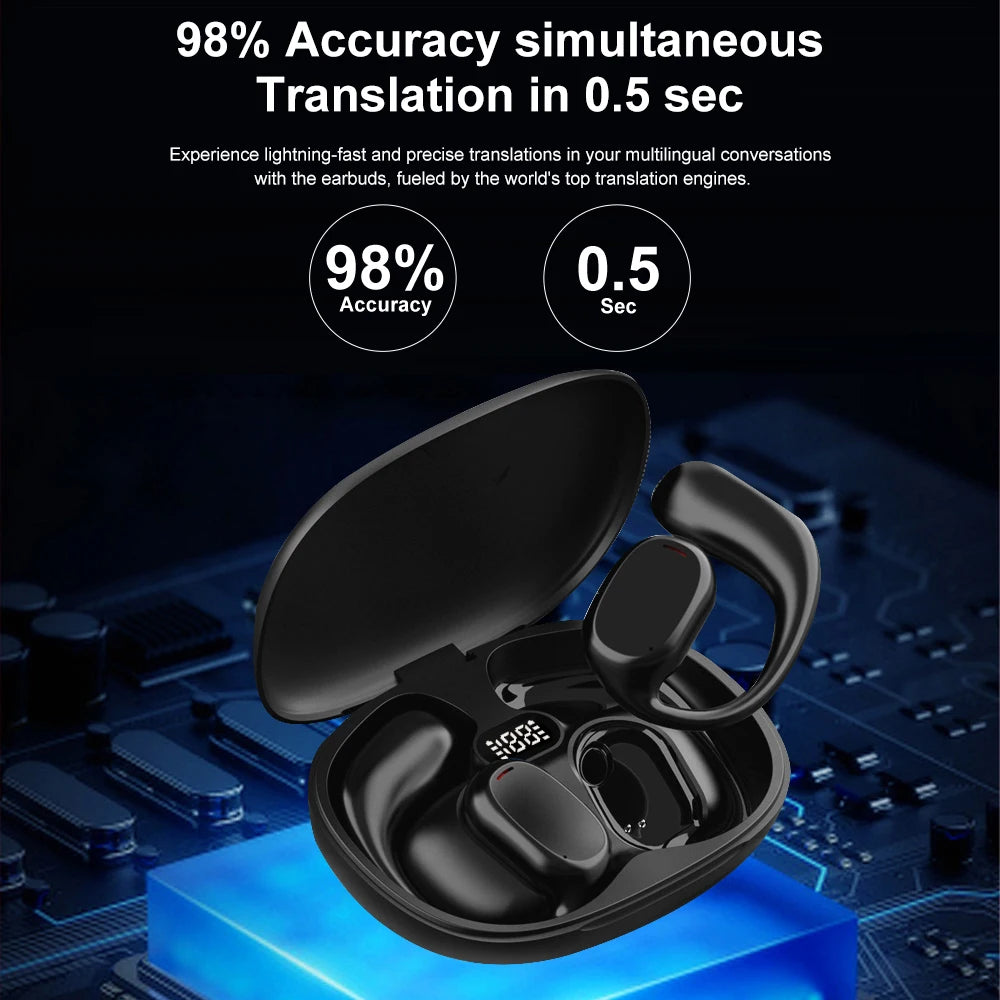 Translation earphones Online Support 144 Languages Instant Translated Smart Voice Translator Wireless Bluetooth Travel Headset
