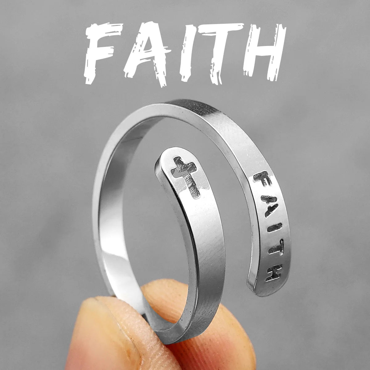 Aesthetic Hope Faith Love Couple Wedding Rings Stainless Steel Men Women Jewelry Cool Stuff Fashion Accessories Gift Wholesale