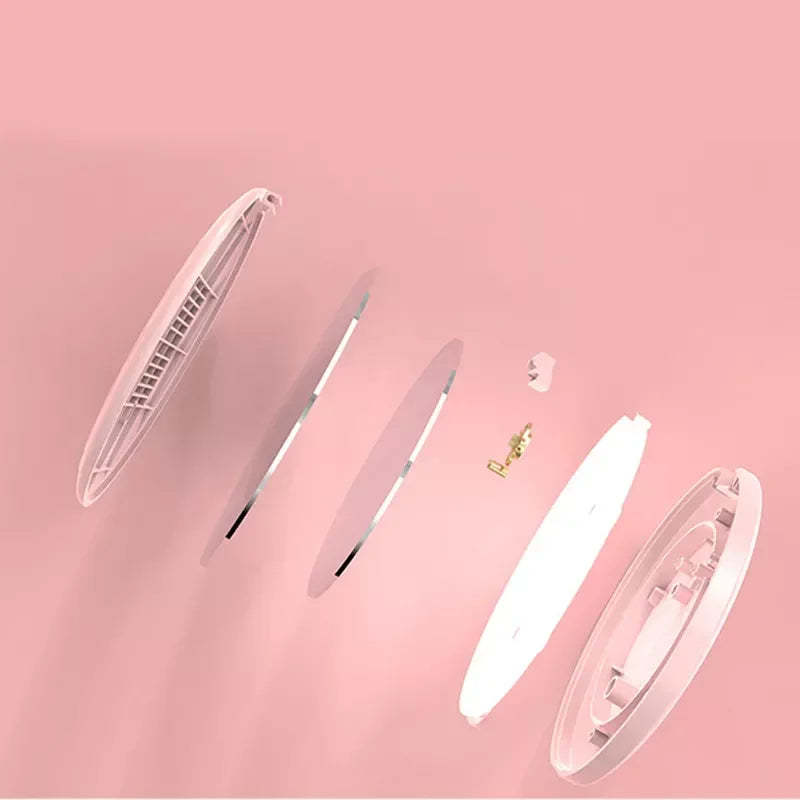 Small LED Light Cosmetic 2 Side Folding Makeup Compact Pocket Mirror Women Luminous Effect Pink White Mini Mirror