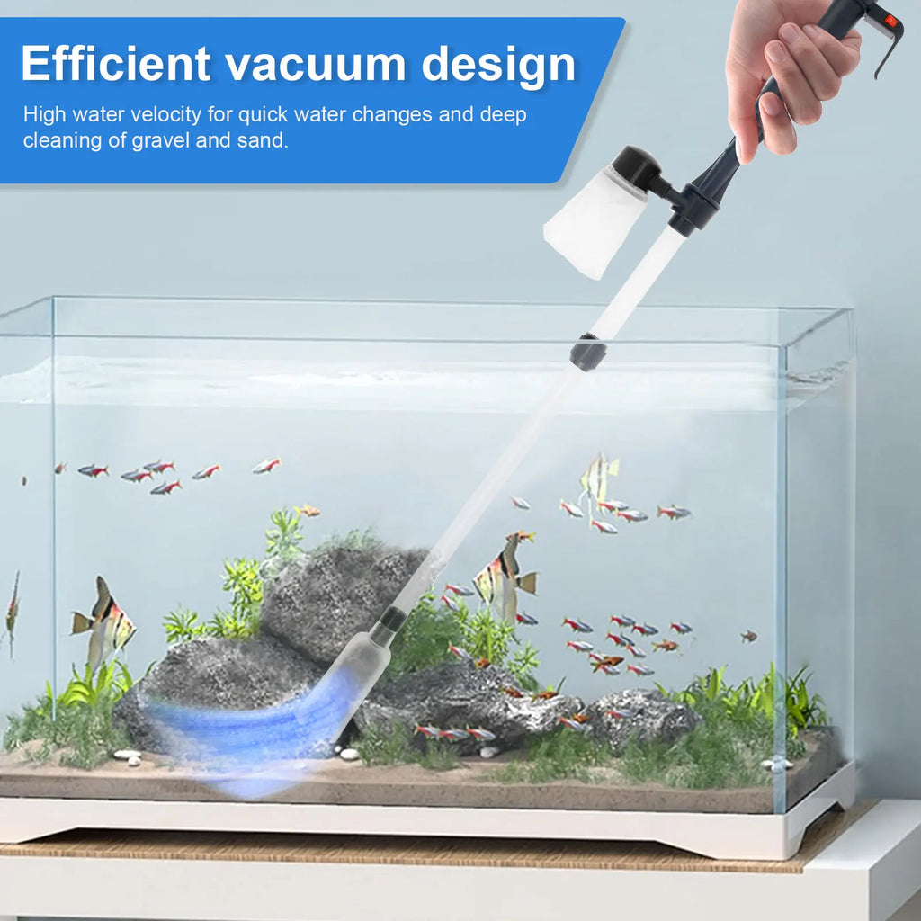 Electric Aquarium Siphon Cleaner Fish Tank Vacuum Gravel Cleaning Tool Water Changer with Air-Pressing Button Aquarium Accessory