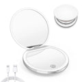 LED Compact Mirror with Lights 1X/3X Magnification Pocket Mirror with Rechargeable Travel Portable Handheld Mirror for Gifts