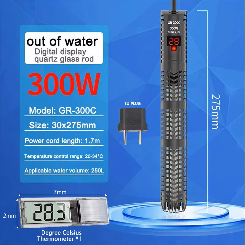 Aquariums Submersible Heater Display Digital Fish Tank  Heating Rod With thermometer Constant Temperature Control 220-240V
