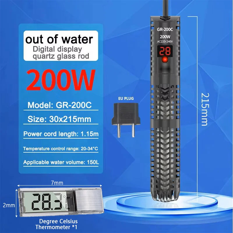 Aquariums Submersible Heater Display Digital Fish Tank  Heating Rod With thermometer Constant Temperature Control 220-240V