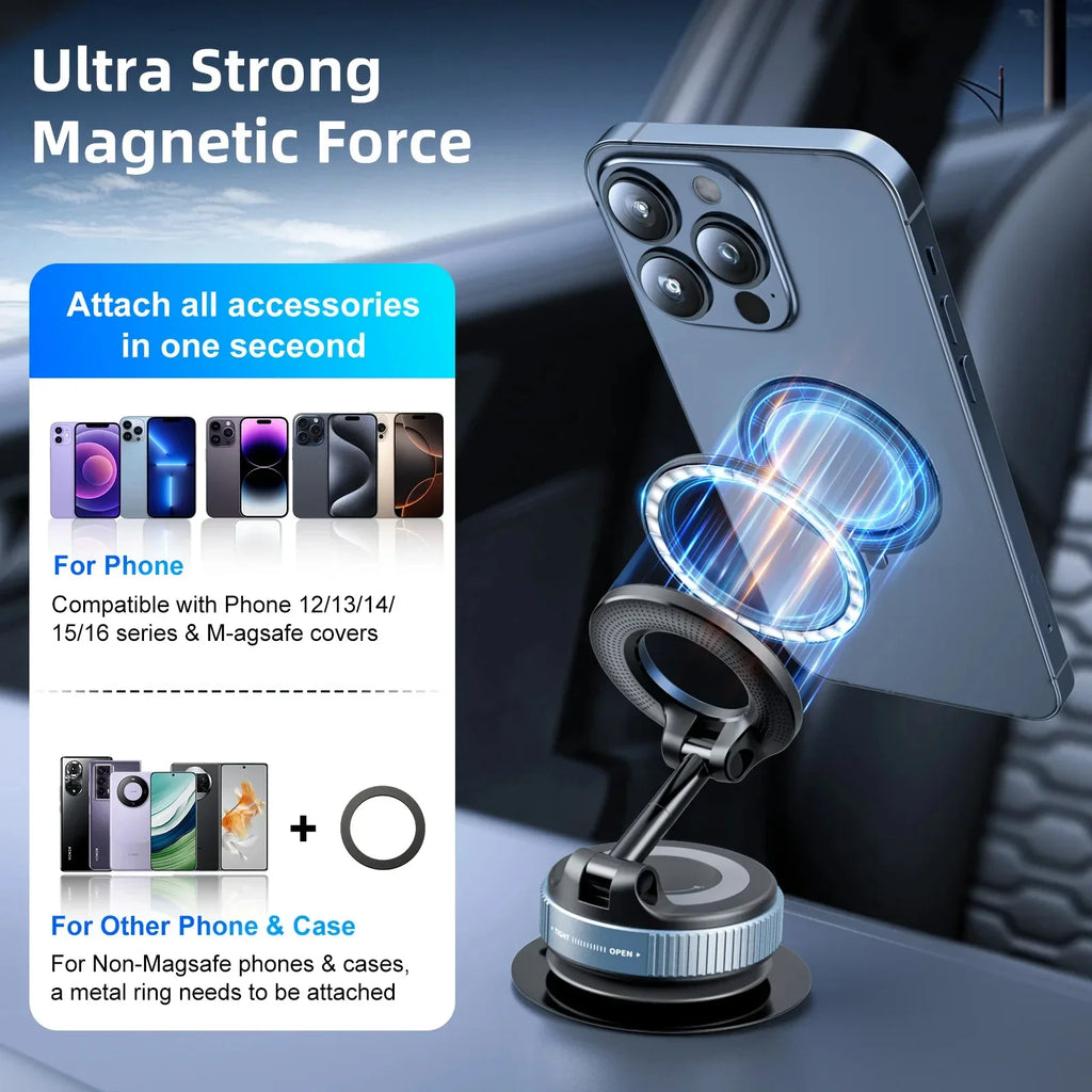 Vacuum suction cup rotation 360° magnetic adsorption stand navigation universal stand car phone magnetic stand mechanical