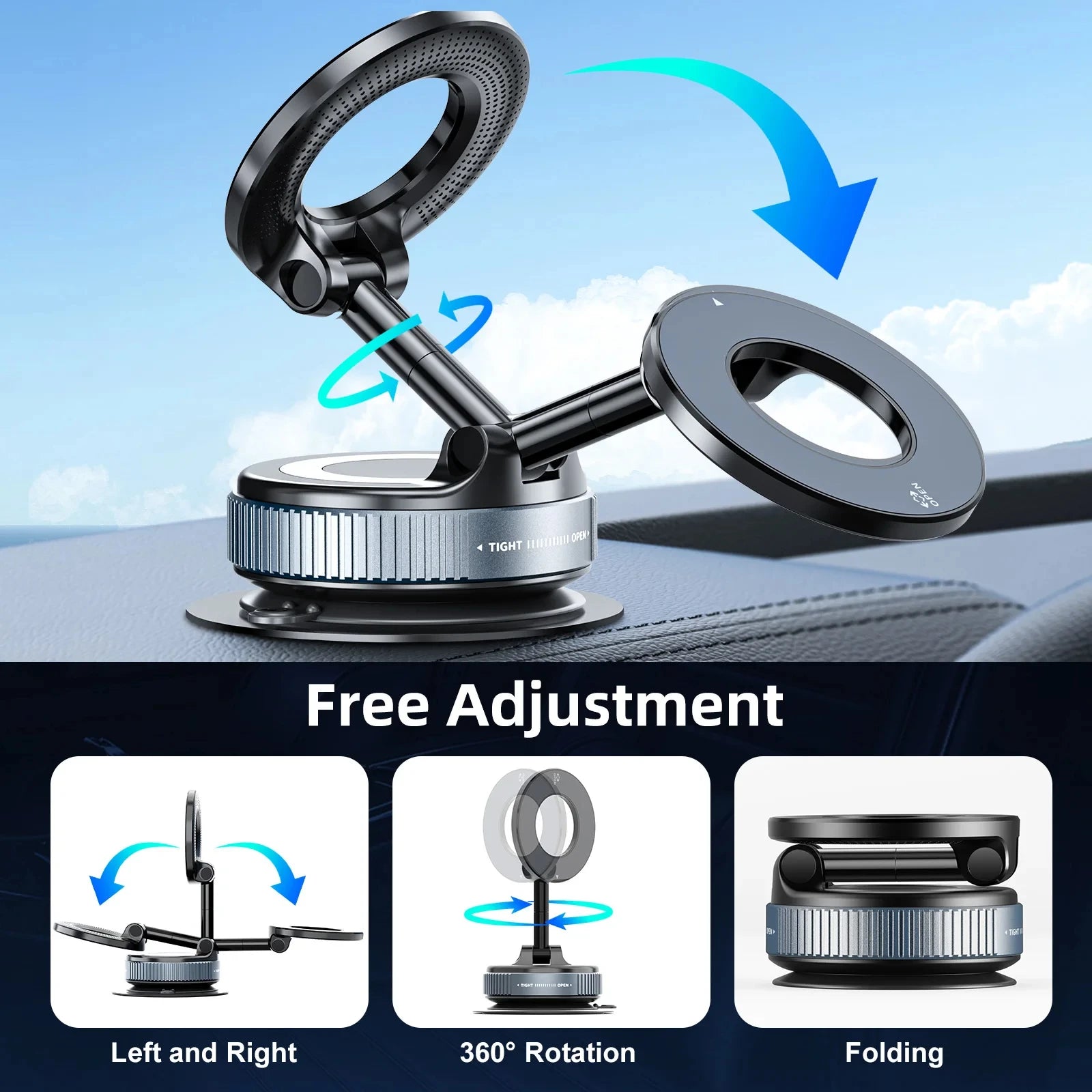 Vacuum suction cup rotation 360° magnetic adsorption stand navigation universal stand car phone magnetic stand mechanical