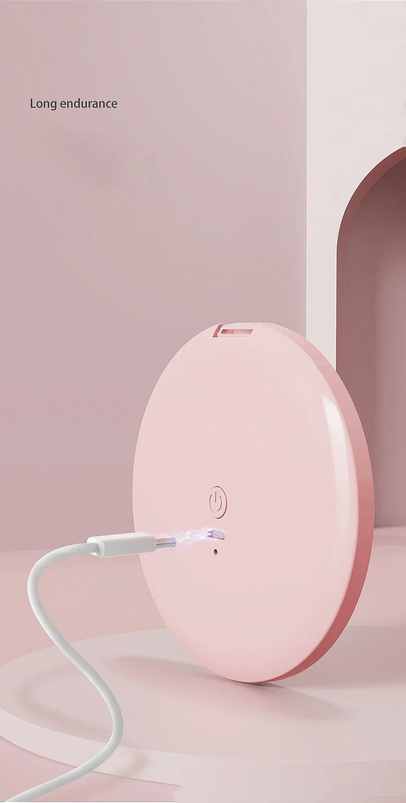 Small LED Light Cosmetic 2 Side Folding Makeup Compact Pocket Mirror Women Luminous Effect Pink White Mini Mirror