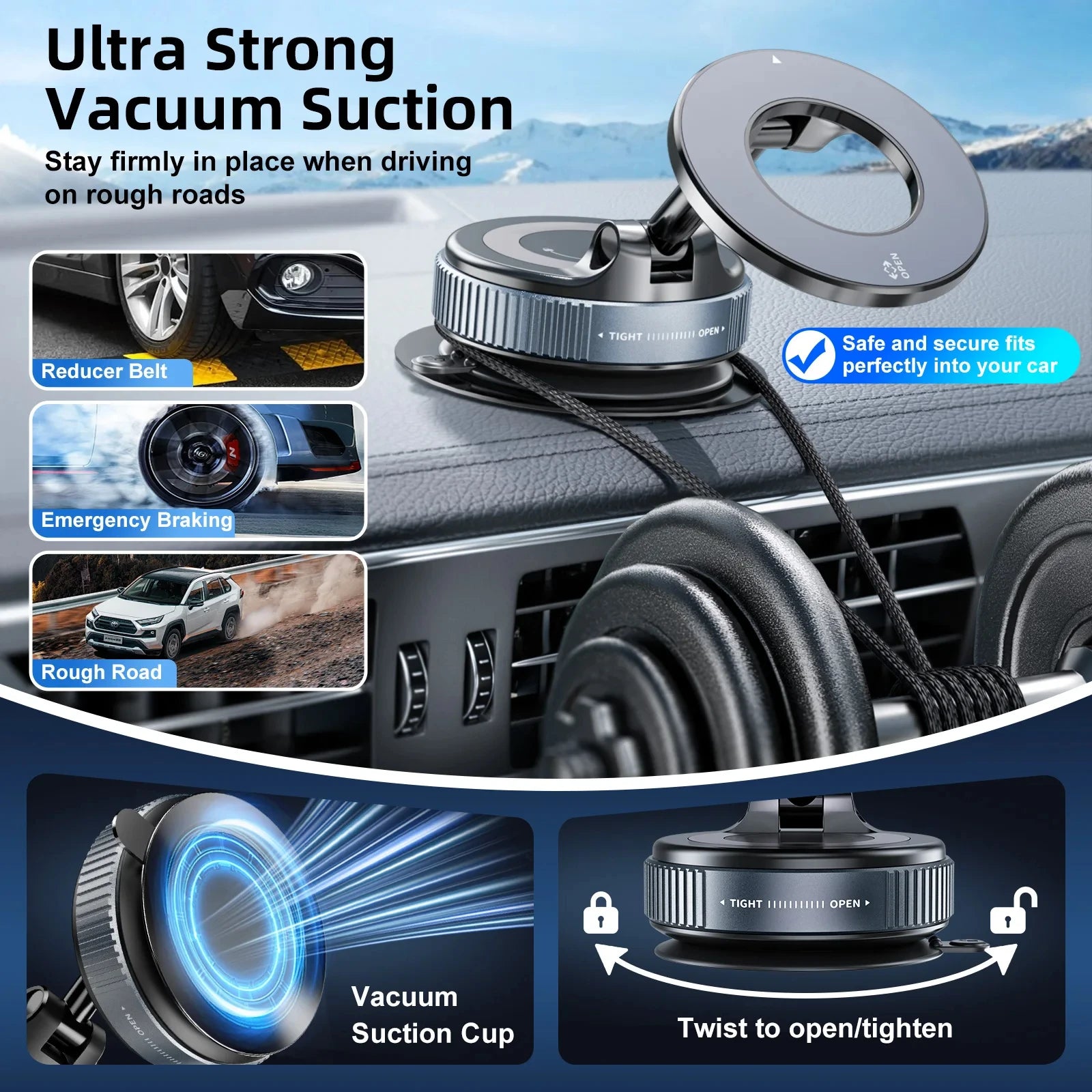 Vacuum suction cup rotation 360° magnetic adsorption stand navigation universal stand car phone magnetic stand mechanical