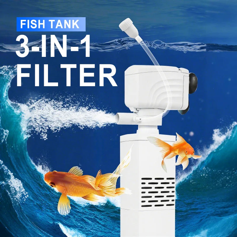 Fish Tank Filter 3 in 1 Aquarium Filter Pump Circulation System Water Purification Oxygen Generator Wave Maker Water Pump 220V