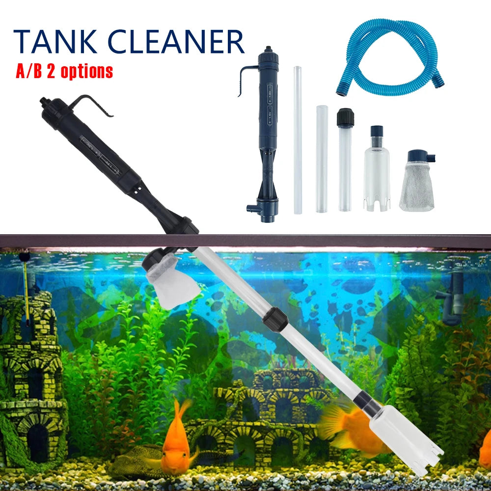 Electric Aquarium Siphon Cleaner Fish Tank Vacuum Gravel Cleaning Tool Water Changer with Air-Pressing Button Aquarium Accessory