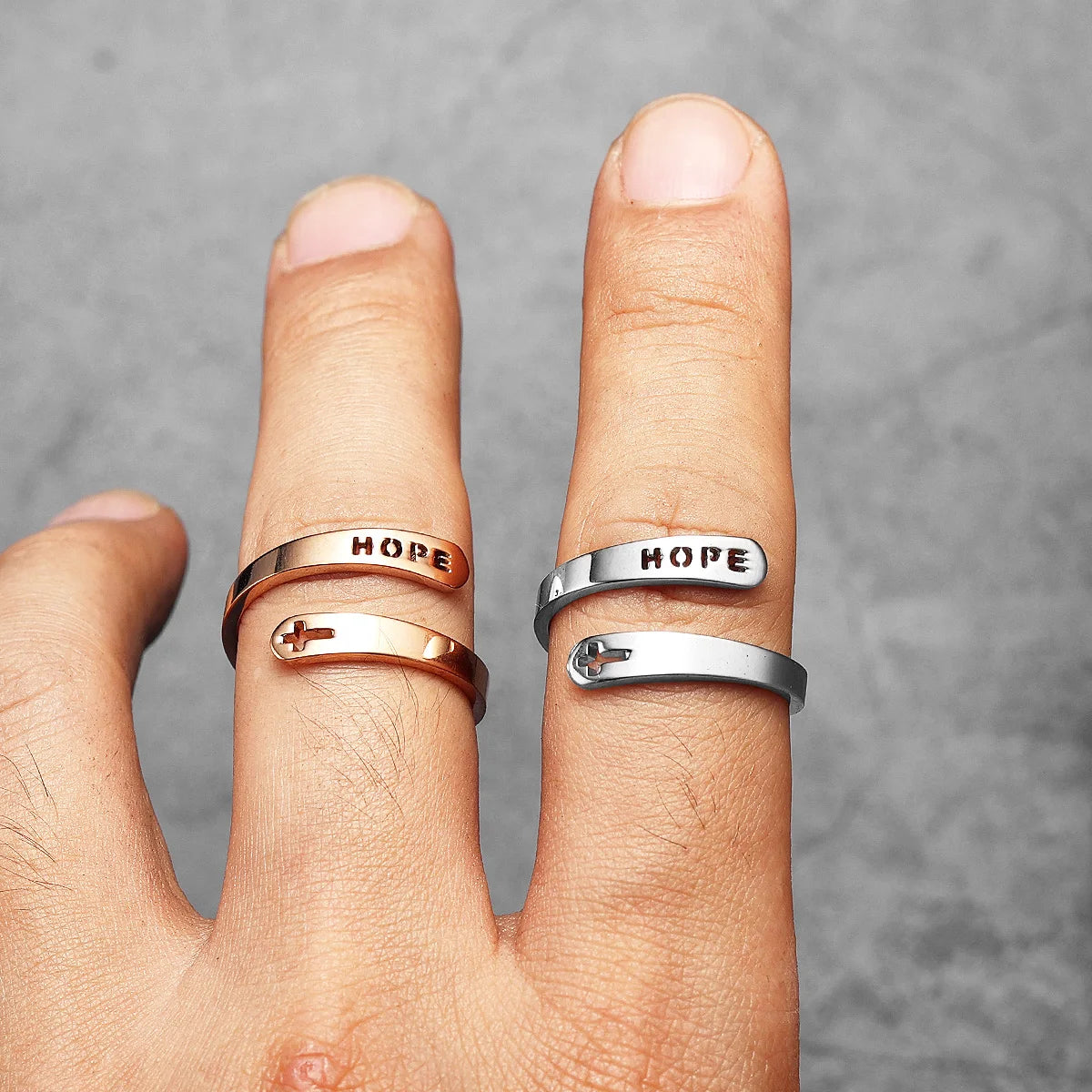 Aesthetic Hope Faith Love Couple Wedding Rings Stainless Steel Men Women Jewelry Cool Stuff Fashion Accessories Gift Wholesale