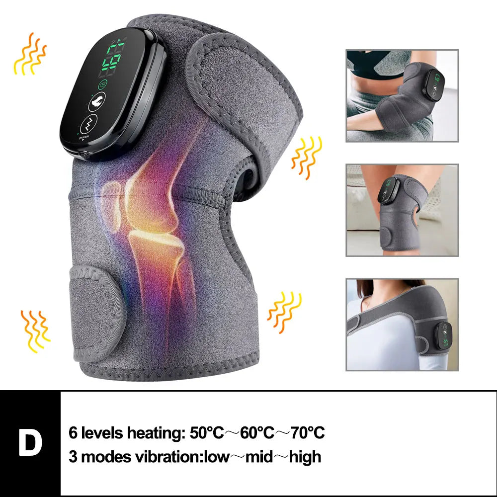 Electric Heated Vibration Knee Massage Pad 3 in 1 Massager for Shoulder Elbow Hot Compress Thermal Joint Brace Muscle Relaxation
