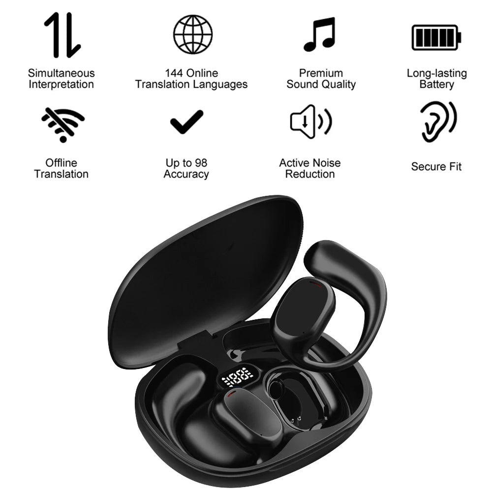 Translation earphones Online Support 144 Languages Instant Translated Smart Voice Translator Wireless Bluetooth Travel Headset