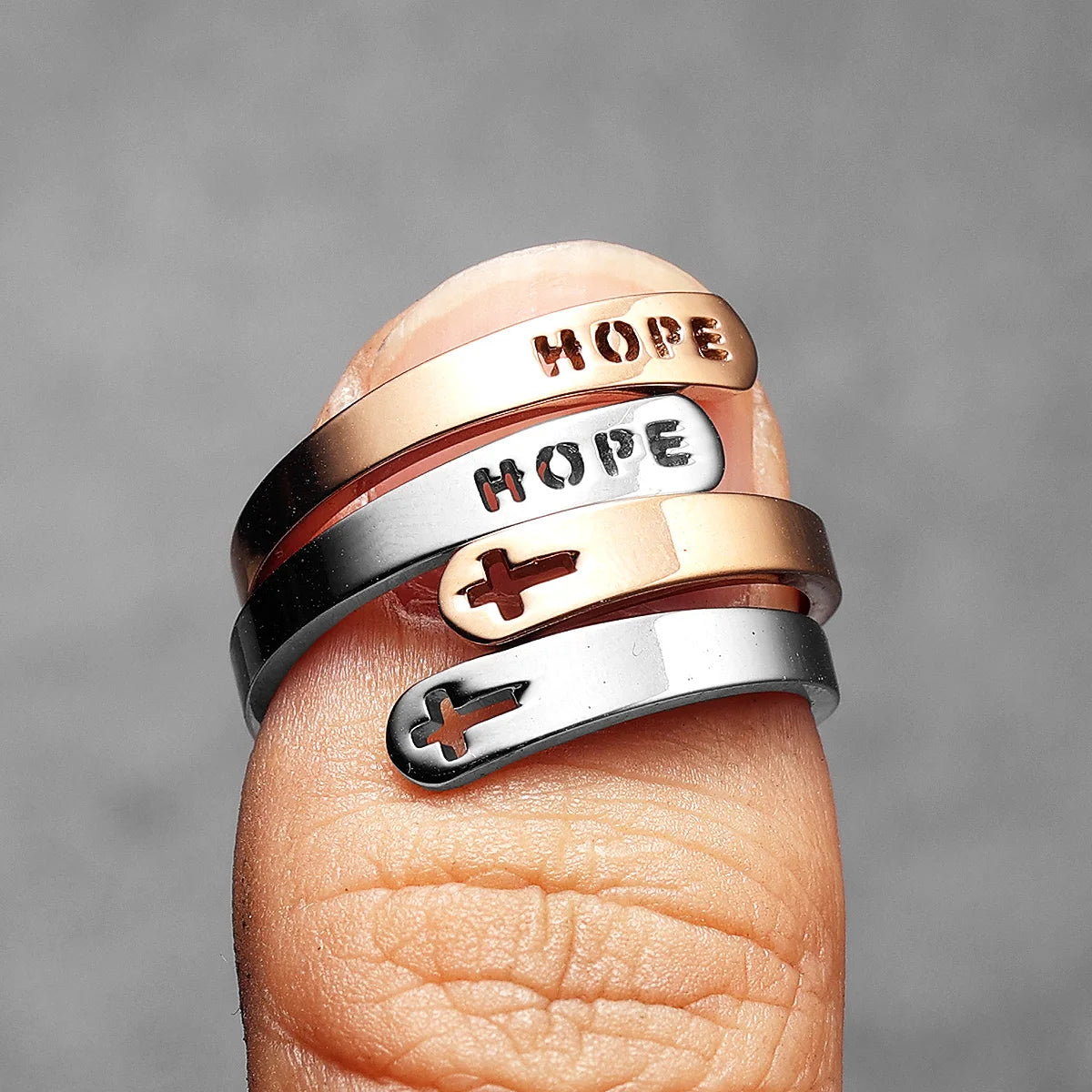 Aesthetic Hope Faith Love Couple Wedding Rings Stainless Steel Men Women Jewelry Cool Stuff Fashion Accessories Gift Wholesale