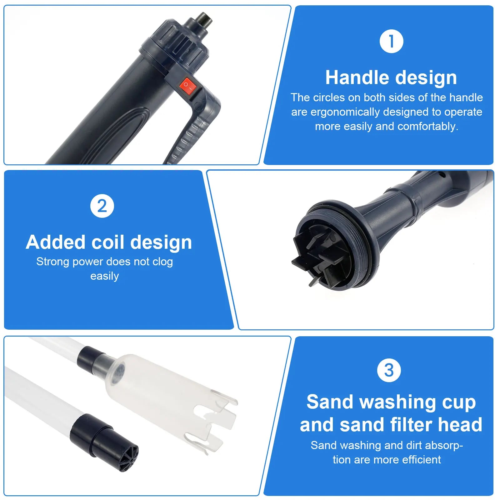 Electric Aquarium Siphon Cleaner Fish Tank Vacuum Gravel Cleaning Tool Water Changer with Air-Pressing Button Aquarium Accessory