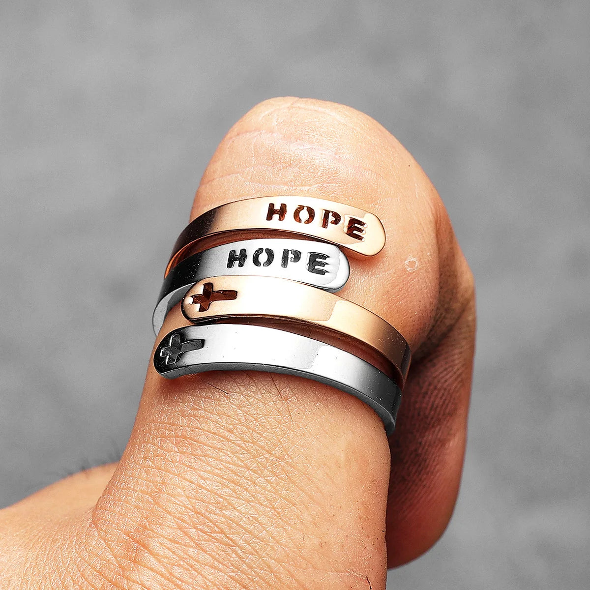 Aesthetic Hope Faith Love Couple Wedding Rings Stainless Steel Men Women Jewelry Cool Stuff Fashion Accessories Gift Wholesale