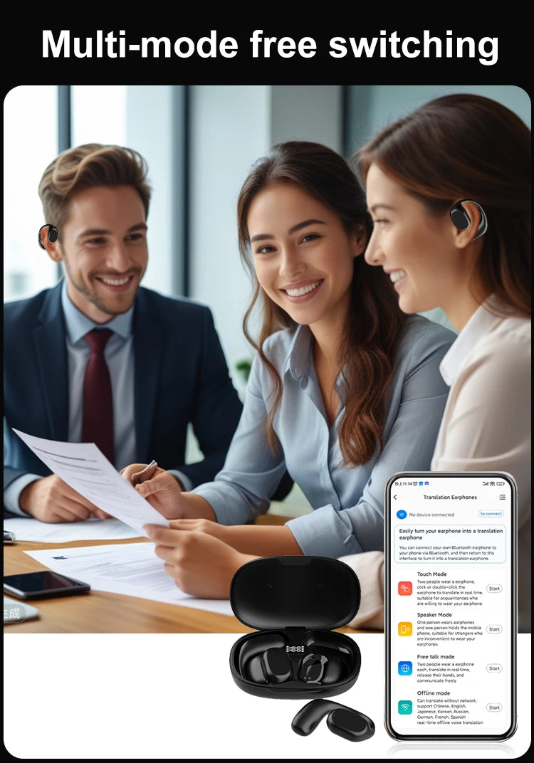 Translation earphones Online Support 144 Languages Instant Translated Smart Voice Translator Wireless Bluetooth Travel Headset