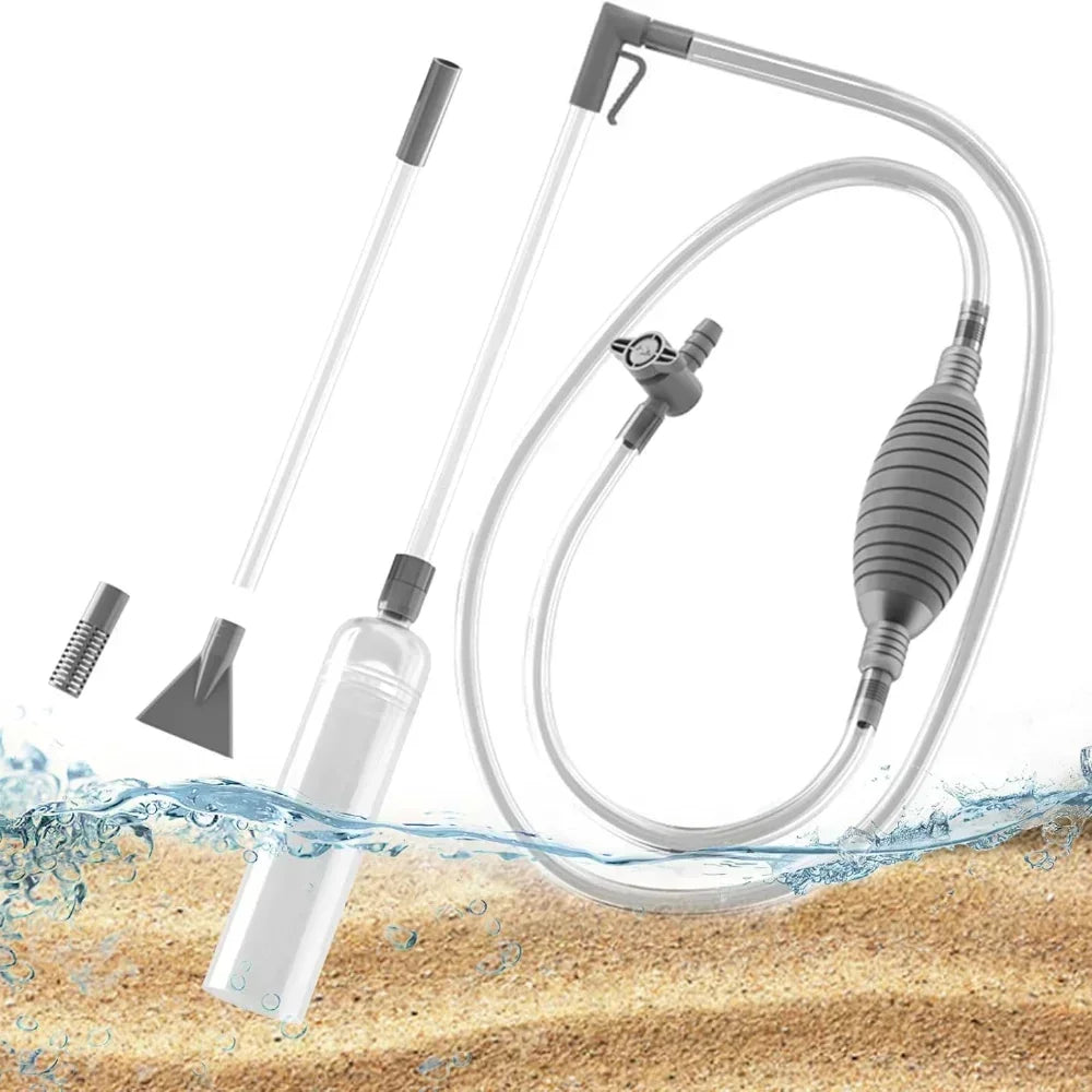 Aquarium Gravel Cleaner & Water Changer Kit - Pro Siphon Vacuum with Extension Tube, Fish Tank Sand Tool