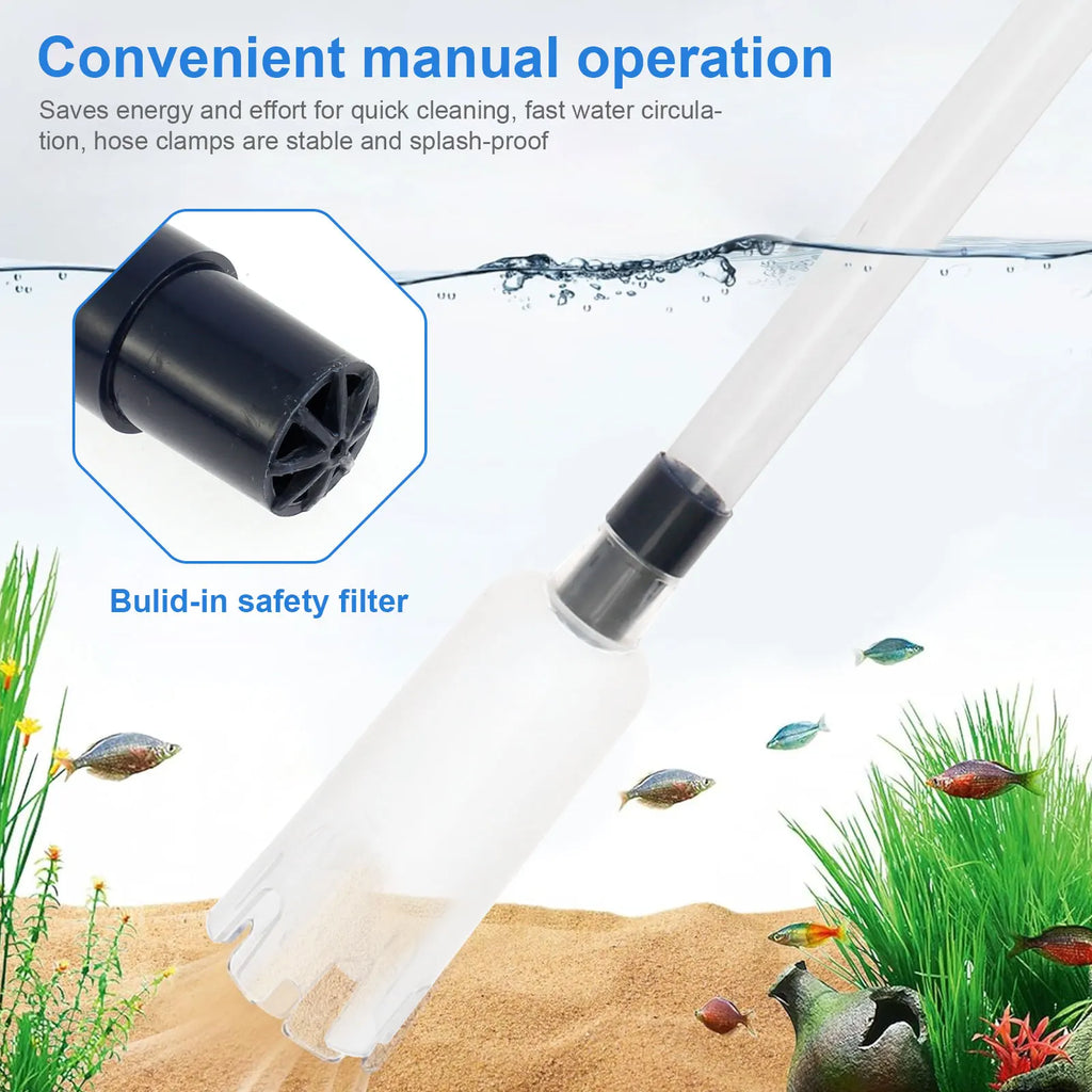 Electric Aquarium Siphon Cleaner Fish Tank Vacuum Gravel Cleaning Tool Water Changer with Air-Pressing Button Aquarium Accessory