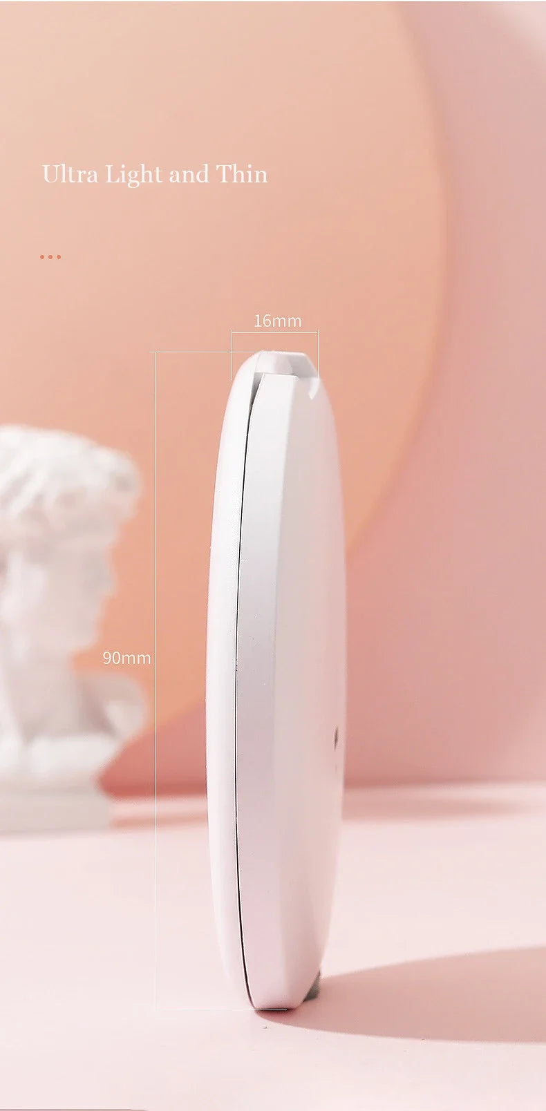 Small LED Light Cosmetic 2 Side Folding Makeup Compact Pocket Mirror Women Luminous Effect Pink White Mini Mirror