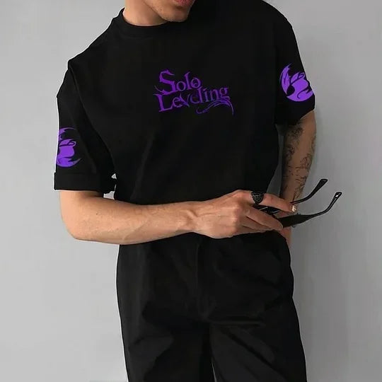 Solo Leveling Licensed Anime Tee 2025 - Official Manga Graphic Cotton Shirt, Y2K Loose Fit for Cosplay & Daily Wear
