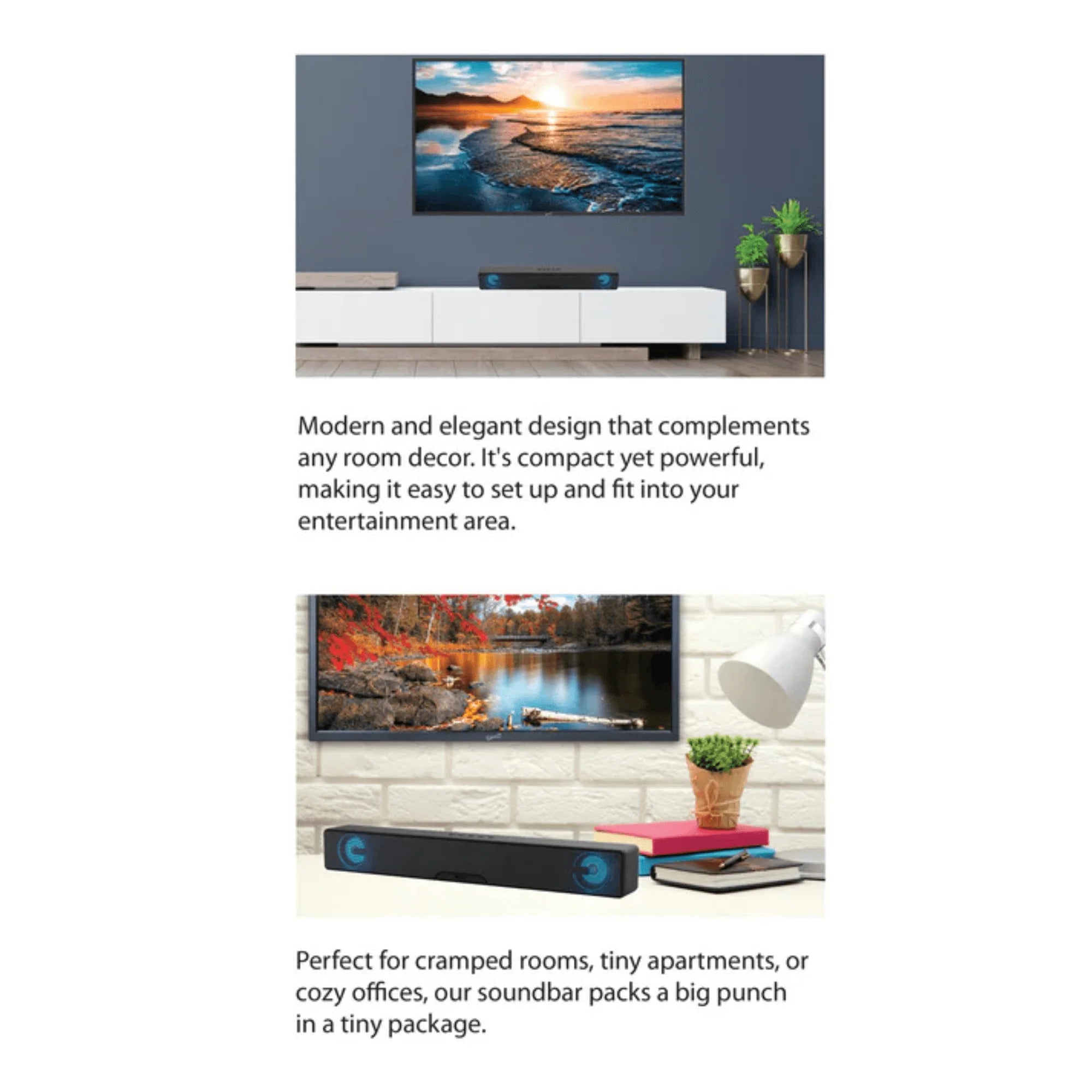 Supersonic 17.6-Inch Portable 10W Bluetooth Soundbar